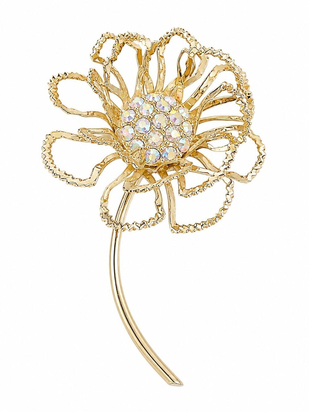 1968 Sarah Coventry ALLUSION Gold Clear AB Rhinestones FLOWER Brooch/Pin